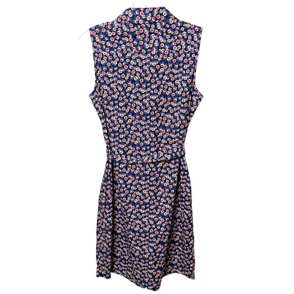 Tommy Hilfiger Blue Red & White Floral Sleeveless Belted Shirt Dress Womens Sz 4 - Picture 2 of 6